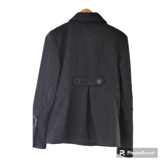 Vintage Peacoat Blazer Dark Gray Wool Blend Cropped Double Breasted DC Brand - Picture 6 of 13